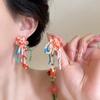 Pendientes de flores con cuentas de Green Island para mujer, 2025, nuevos pendientes de estilo festivo costero, accesorios exagerados.