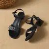 Primeiro Encontro com as Sandálias de Estilo Francês para Mulheres, Sapatos de Salto Alto da Moda para o Verão, Saltos Grosso para Combinar com Saias, Sandálias Romanas de Uma Tira