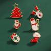 Série de Natal broche liga de zinco geométrica diamante gotejamento óleo dos desenhos animados boneco de neve de Natal árvore de Natal sino acessórios atacado