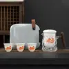 Conjunto de Chá Kung Fu de Viagem Bule de Chá de Vidro Xícara de Chá Bolsa Portátil Xícara Rápida de Cerâmica Outdoor Uma Panela Três Copos