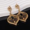 Pendientes Retro de Alto Gama Estilo Corte Dorado Antiguo Esmeralda Gota de Agua Piedra Preciosa Forma de Abanico Diamante Verde