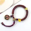 Pulsera Thangka Estilo Tíbet con Cinco Deidades de la Riqueza, Pulsera Tejida a Mano con Tara Verde y Cinco Santos, Pulsera Caja Gahu