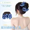 Peruca Coque Alto para Mulheres com Laço de Flor, Grampo de Coque, Peruca para Aumento de Volume de Cabelo Sintético, Elástico de Cabelo