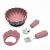 Tigela infantil goma de silicone 316L colher de aço Garfo de quatro peças suplemento alimentar para bebês treinamento bebê fábrica vendas diretas