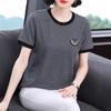 Camiseta de Moda de Manga Corta para Mujer 2025 Verano Nueva Camiseta de Rayas para Mamá Talla Grande Chica Gordita Top Holgado