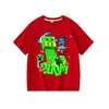 Camiseta Infantil de Manga Curta Creeper Minecraft Meninos e Meninas Roupa de Verão Algodão Puro Fresca Desenho Animado Versátil Blusa de Meia Manga