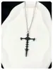 Nuevo Colgante de Cruz Esqueleto con Diseño de Nicho para Niñas, Estilo Dulce y Genial, Collar de Candado Personalizado, Joyería de Estilo Oscuro