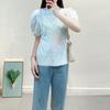 Tops de Punto de Manga Corta de Verano con Hombros Abullonados y Estampado Estilo Chanel de Alta Gama para Mujer Nanyou 2024