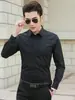 Camisa de Color Sólido para Hombre de Manga Larga Ajustada para Primavera y Otoño, Camisa de Manga Corta de Negocios de Moda Estilo Coreano para Hombre, Versátil y Elegante