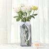 Venta al por mayor de jarrón de vidrio transparente nórdico, simple, pequeño, fresco, decoración del hogar, rosa verde, flores secas hidropónicas, adornos florales