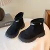 Botines para Niñas Zapatos de Algodón Forrados de Borrego Invierno 2025 Nuevo Estilo Británico Botas para Niños Botas Calientes para Niñas