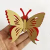 Artículos Decorativos Mariposa Fiesta de Cumpleaños Boda Arreglo de Sala de Boda Accesorios Tela Flocada de Mariposa Mariposa Dorada Pequeña