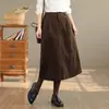 Falda de Pana Retro Casual Simple Color Café 2026 para Mujer, Falda Elegante de Línea A Texturizada Holgada para Otoño e Invierno para Mujer