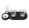 Estação de Alimentação 3 em 1 para Pets com Duas Tigelas para Gatos e Dispensador de Água Proteção Elevada para o Pescoço Conjunto de Tigelas de Comida para Gatos e Cachorros com Tigelas Duplas Transparentes Garrafa de Água por Gravidade Base Antiderrapante para Gatos e Cães Pequenos Preto