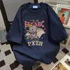 Camiseta Suelta Verano Hiphop2025 Dulce y Fresca Estampado de Caricatura y Letras Manga Corta Estilo Casual Top para Mujeres Ins