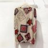 Camiseta de manga corta Ziqi Donglai para mujer, verano, algodón y lino, estampada, retro, artística, cuello redondo, tejida, holgada, talla grande, manga corta