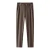 Pantalones Casuales Marrón Oscuro Nuevos Otoño/Invierno 2026 para Hombres de Mediana Edad, Pantalones de Hombre Rectos Elásticos, Traje de Negocios, Pantalones Largos Antiarrugas