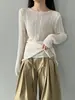 Conjunto de Dos Piezas de Suéter de Punto Suave de Lana Estilo Coreano de Lujo Ligero y Chal para Mujer, Primavera 2026, Camiseta Base Casual Ss997