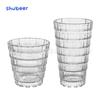 Vaso de vidrio a cuadros simple, apilado, con boca recta, para uso doméstico, para jugo, cerveza y bebidas frías.