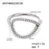 Anillo Enigma Li Color Hueco Diamante Super Brillante CNC Circonita Apertura Lateral Ajustable Color Acero Inoxidable Resistente Anillo para Dedo Femenino