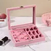 Caja de Joyería con Ventana, Pendientes, Pendientes, Caja de Almacenamiento de Clasificación para Collares, Caja Organizadora de Joyería, Caja de Almacenamiento de Joyería para el Hogar