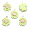 Colgante de Crisantemo Margarita Color Macarrón Simple Accesorios de Joyería Hechos a Mano DIY Collar Pendientes Colgante de Resina W372