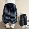 Pantalones Rayados para Niña Otoño/Invierno 2026 Nuevo Estilo Ropa de Otoño para Niños Pantalones de Chándal Anchos Elegantes Más Terciopelo Linterna de Moda para Bebé