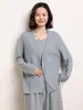 Cárdigan de punto fino Yangzi, liso, cuello en V, con hebilla, de lana peinada, suelto, adelgazante, para mujer