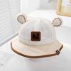 Chapéu de Malha Respirável com Proteção Solar de Verão Estilo Coreano Desenho Animado Fofo Hi Bear Chapéu de Pescador para Bebê Chapéu de Sol para Crianças para Exportação