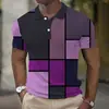 Camisa Polo de Verano para Hombre Nueva de Manga Corta Cuadros Impresión Digital 3D Casual de Negocios Transpirable Cuello de Solapa Polo