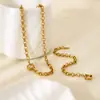Colgante de Cadena de Acero Inoxidable con Forma de O Transfronterizo Cadena Sencilla Chapado en Oro de 18K Impermeable Collar Pulsera Accesorios de Joyería DIY de Nicho