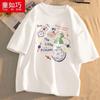 Camiseta de manga corta para niña, verano 2022, nueva, para niños, estilo occidental, de algodón con dibujos animados, de media manga, moderna.