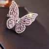 Anillo de Mariposa Más Vendido en Tiktok con Diamantes Brillantes, Anillo Ajustable para Dedo Índice, Venta Directa del Fabricante, Producto en Tendencia, Nuevo Modelo de Cristal 2024