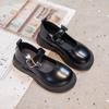 Zapatos de Princesa para Niñas Primavera y Otoño Nuevos Zapatos de Cuero Estilo Británico para Niños Suela Suave Negra Antideslizante Zapatos Mary Jane para Estudiantes