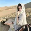 Chal blanco estilo étnico para mujer, nueva colección de verano 2026, adecuado para viajes y sesiones de fotos en el desierto del noroeste y Xinjiang