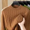 Moda Masculina Nova Outono/Inverno 2026 Versátil Tendência Cor Sólida Malha Trançada Lã Pura 100% Suéter Pulôver Tricotado
