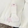 Meias sem pé estilo ballet com bordas franzidas, estilo fino de verão, meias cano alto vazadas, combinadas com sapatos pequenos de couro e meias longas