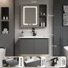 Gabinete de Baño con Esquinas RedondeadasSPC Panal de Aluminio Color Blanco Crema Combinación con Gabinete de Lavabo de Cerámica Lavamanos Lavabo