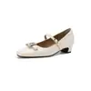 Zapatos Casuales de Tacón Medio Estilo Nuevo para Oficina, Zapatos de Una Sola Correa con Hebilla Cuadrada de Pedrería Elegante, Zapatos de Princesa, Zapatos de la Suerte, Tallas 33-43, Zapatos de Exportación