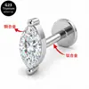 Brinco Stud de Lábio Liga de Titânio F136 Olho de Cavalo Cobre Inlaid Zircônia Osso Túnel Piercing Joia Brinco