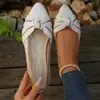 Zapatos Slip-on de Punta Aguda Flyknit Nuevos 2026 para Mujer, Comercio Exterior Transfronterizo Suela Plana Transpirables Boca Baja Moño Zapatos Slip-on Profesionales