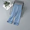 Pantalones finos de pijama para niños, holgados de modal, para niños y niñas, versátiles, a prueba de mosquitos, de verano, talla grande para niños y bebés, de seda de hielo, rectos