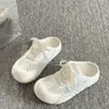 Meias-pantufas respiráveis de bico fechado para mulheres 2026 Verão Novo Estilo Coreano Preguiçoso Casual Sapatos Femininos Modernos Bico Redondo Sapatos para Exterior