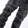 Jeans para Hombre Negros Ajustados de Moda Punk Vintage High Street con Tachuelas