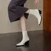 Botas elegantes de tacón alto grueso, punta fina, cómodas, versátiles y elásticas