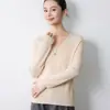 Pronta para usar na primeira linha, gola V limpa e arrumada, mangas compridas, leve, respirável, para primavera e outono, trajeto diário, temperamento, blusa pequena