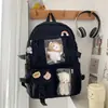 Mochila Escolar para Secundaria y Preparatoria Estilo Coreano Moderna Trendy Chica Mochila Casual Estilo Harajuku Dibujos Animados Estilo Japonés Mochila Color Sólido