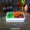 Bandeja de Frutas com Padrão de Gelo LED Ktv Prato de Frutas Brilhante Bandeja de Três Compartimentos Bandeja Recarregável para Lanches