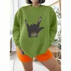 Moletom de Gola Redonda Transfronteiriço com Estampa de Gesto Personalizado, Blusa de Pulôver Solta, Estilo Atacado Amazon Wish