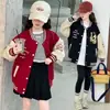 Ropa exterior de primavera para niñas 2026 nuevo estilo chaqueta de primavera y otoño de moda para niñas mayores, chaqueta de béisbol con bloques de color de otoño